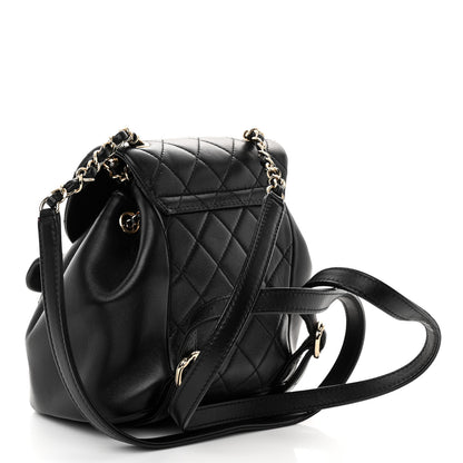 Chanel Lambskin Quilted Small Duma Drawstring Backpack Black 4 of 10
