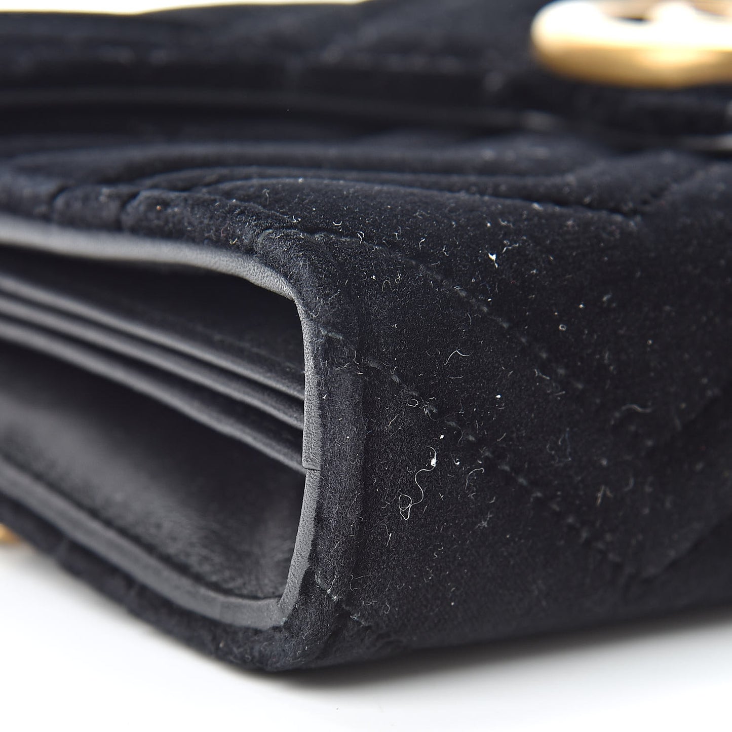 Velvet Matelasse GG Marmont Chain Wallet Black