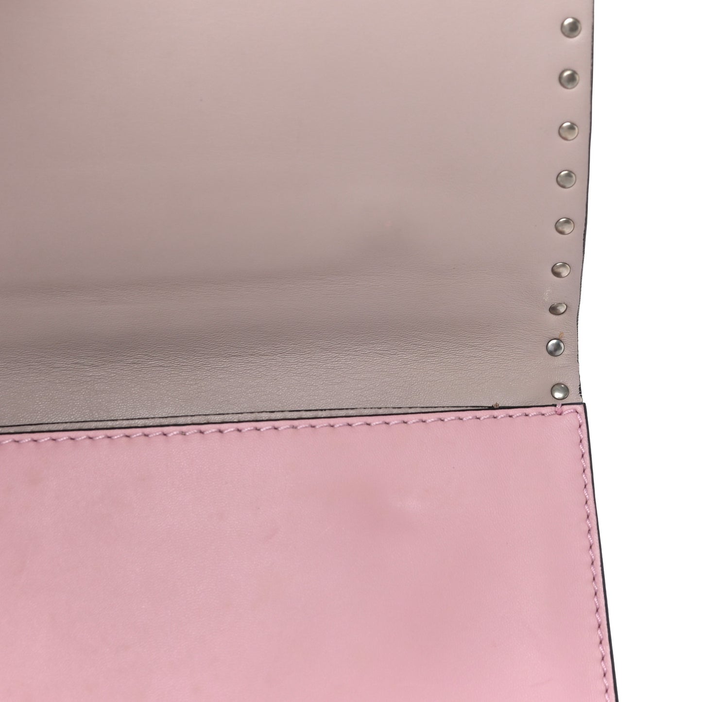 Nappa Monochrome Rockstud Wristlet Clutch Pop Gardenia