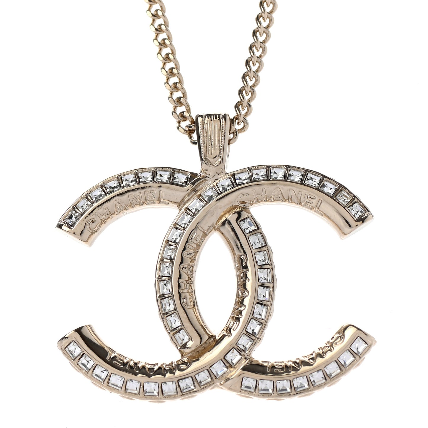Crystal CC Pendant Necklace Gold