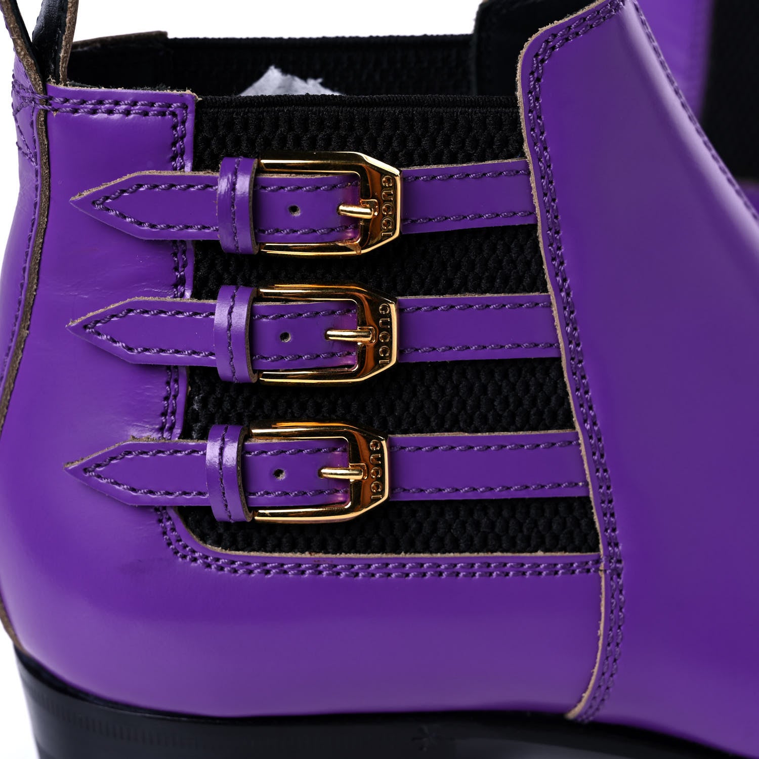 Gucci Cordovan Lux Ankle Boots 37 Shine Purple Black 9 of 11