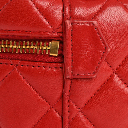 Chanel Lambskin Quilted Vanity Case Red 12 of 13