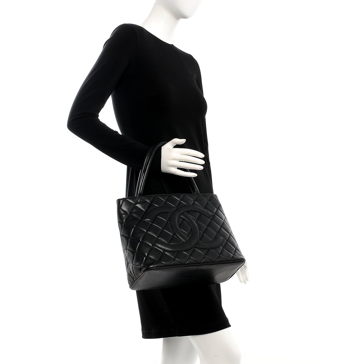 Lambskin Quilted Medallion Tote Black