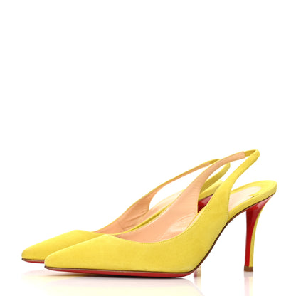 Christian Louboutin Suede Apostrophy 80 Slingback Pumps 36.5 Yellow 3 of 7