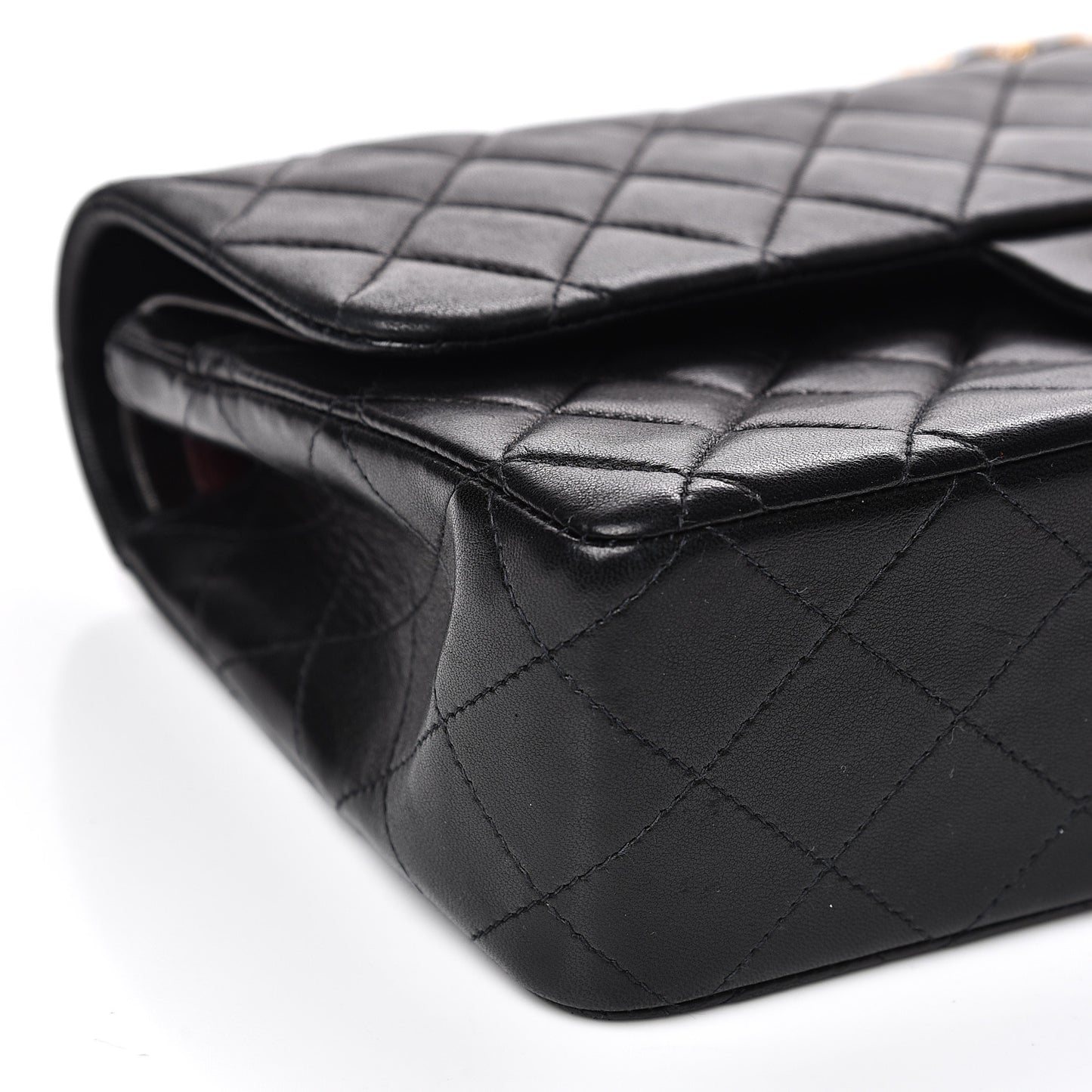 Lambskin Quilted Medium Double Flap Black