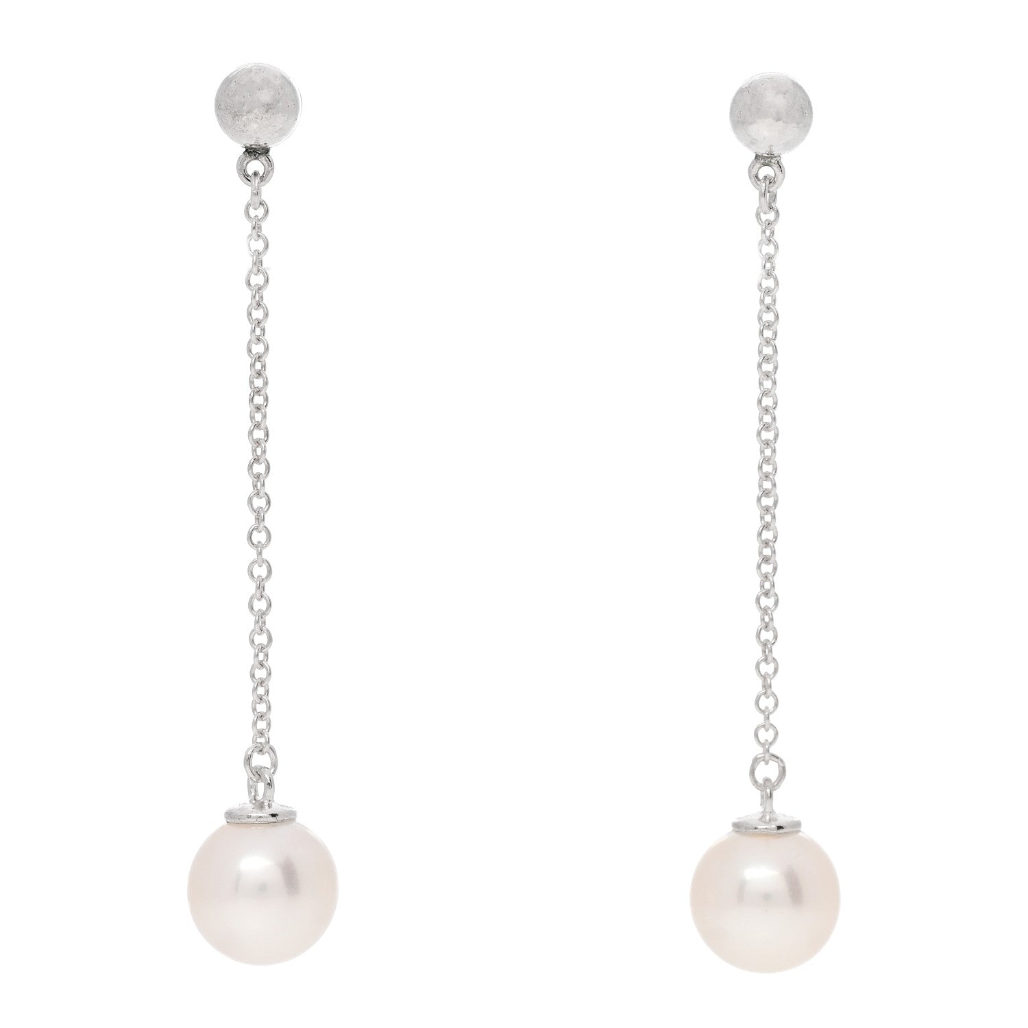 Tiffany Sterling Silver Cultured Pearl Ziegfeld Drop Earrings 1 of 4
