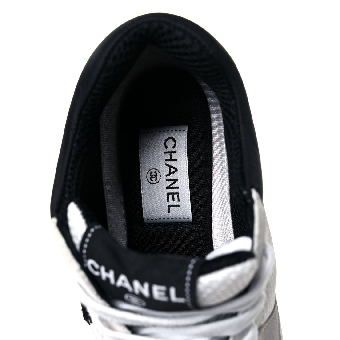 Mesh Suede Calfskin Grained Calfskin Womens CC Sneakers 39 White Black