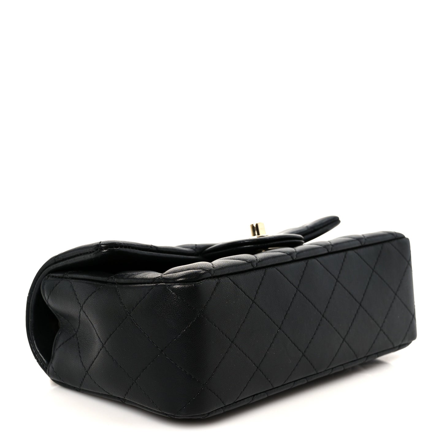 Lambskin Quilted Mini Rectangular Flap Black