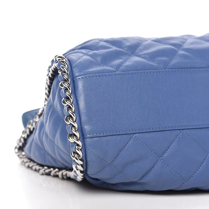 Chanel Washed Lambskin Chain Around Hobo Blue 6 of 10