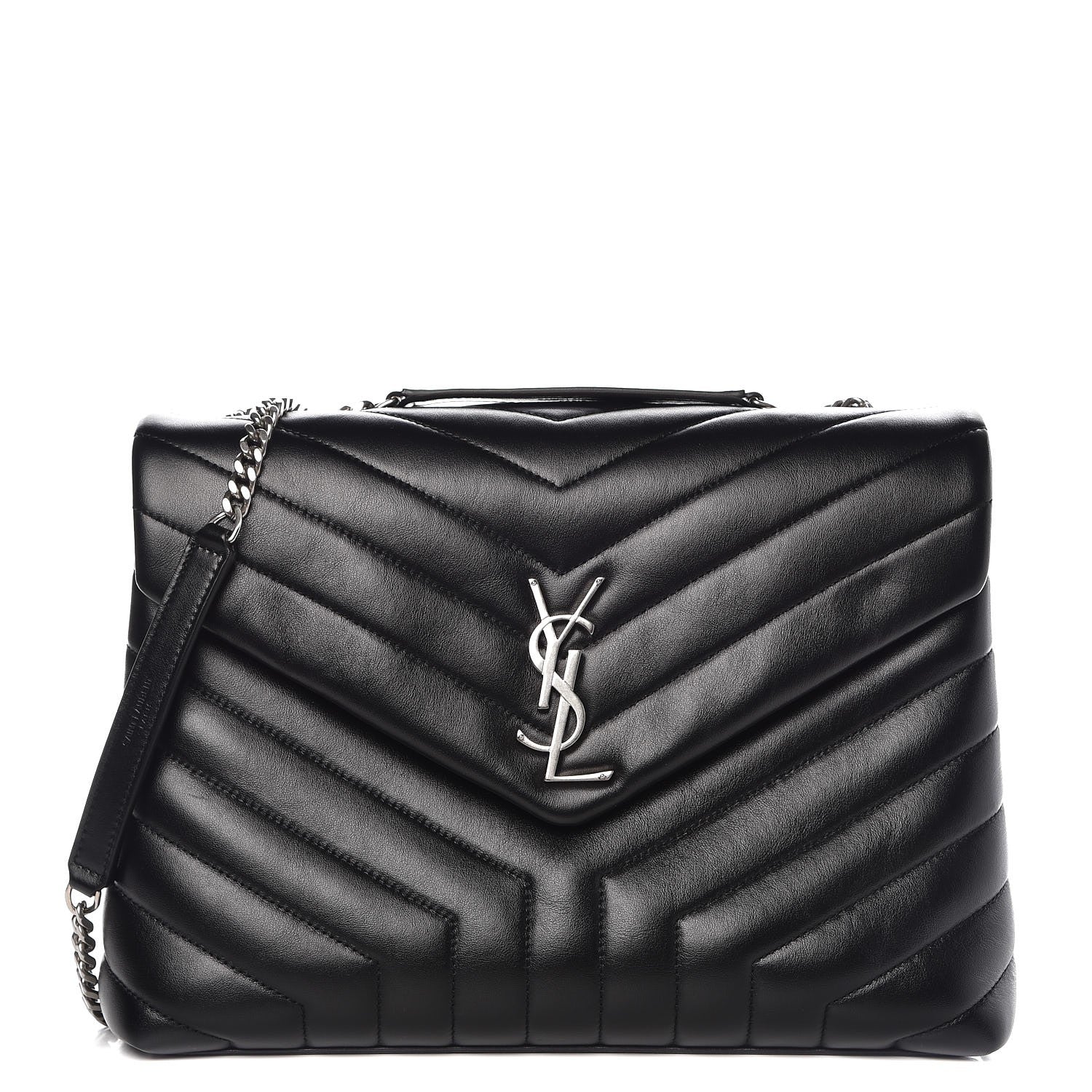 Saint Laurent Calfskin Y Quilted Monogram Medium Loulou Chain Satchel Black 1 of 9
