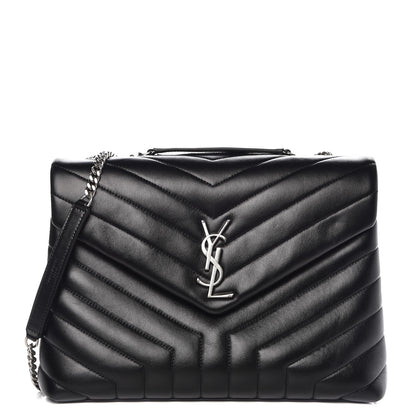 Saint Laurent Calfskin Y Quilted Monogram Medium Loulou Chain Satchel Black 1 of 9