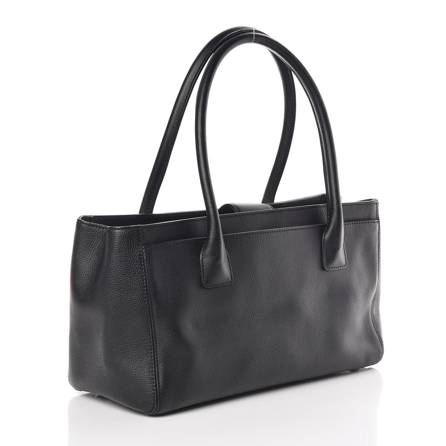 Calfskin Small Cerf Shopper Tote Black