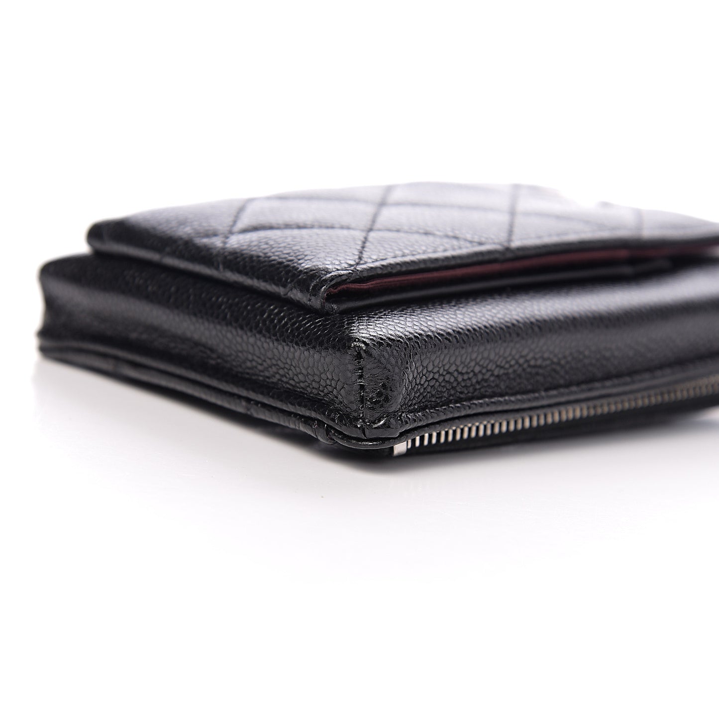 Caviar Quilted Zip Phone Case Black