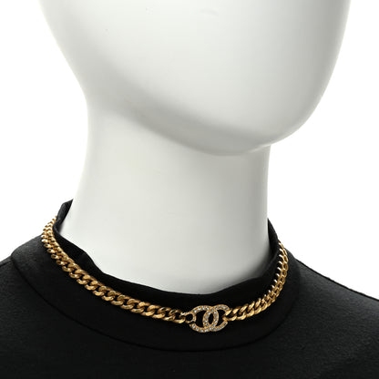 Chanel Crystal Chain Link CC Choker Necklace Gold 2 of 6