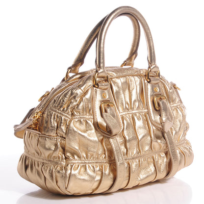 Prada Nappa Gaufre Dome Satchel Platino 3 of 8