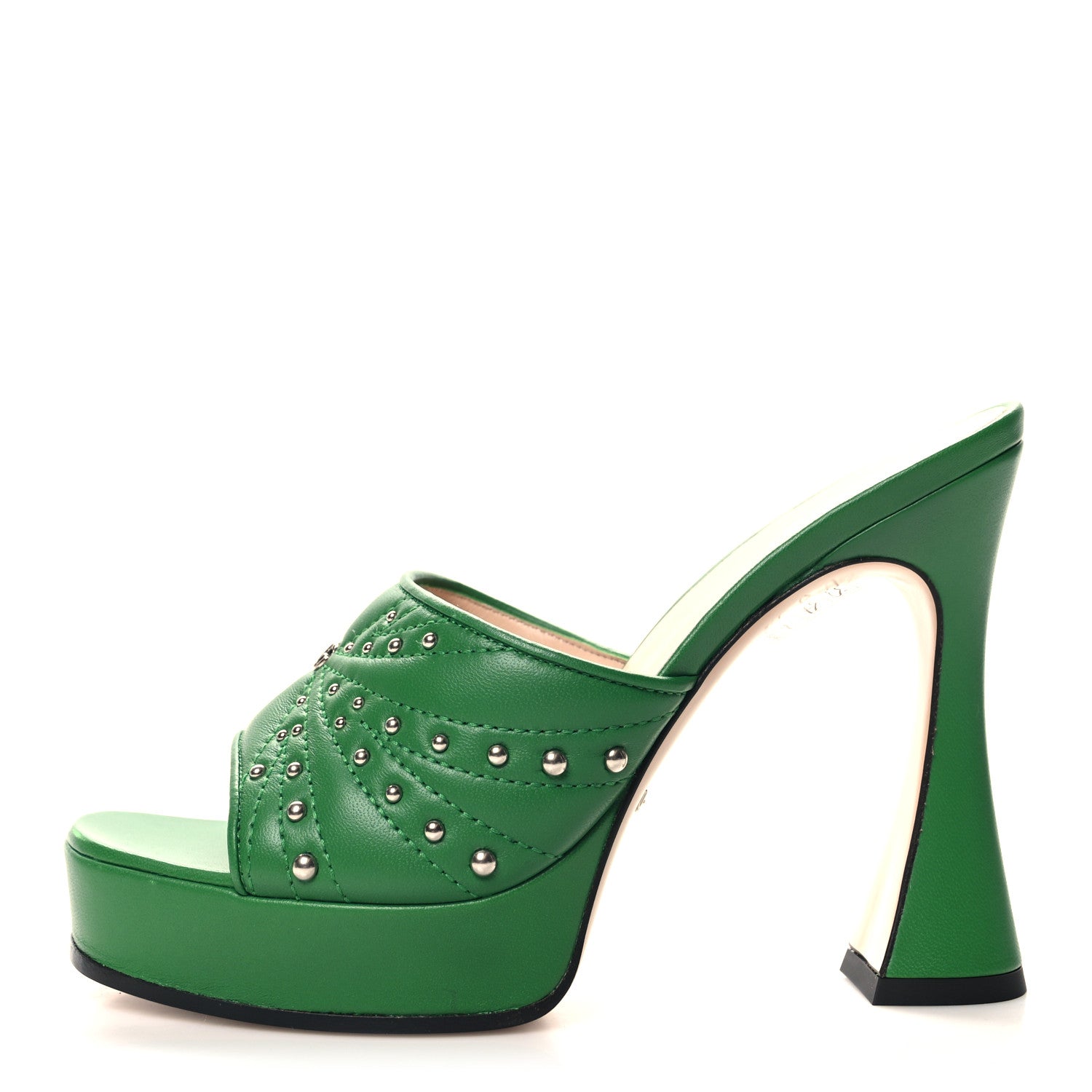 Gucci Calfskin Embellished Claire Mules 37 Spring Green 1 of 9