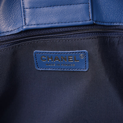 Chanel Calfskin Quilted Large CC Shopping Tote Blue 6 of 7