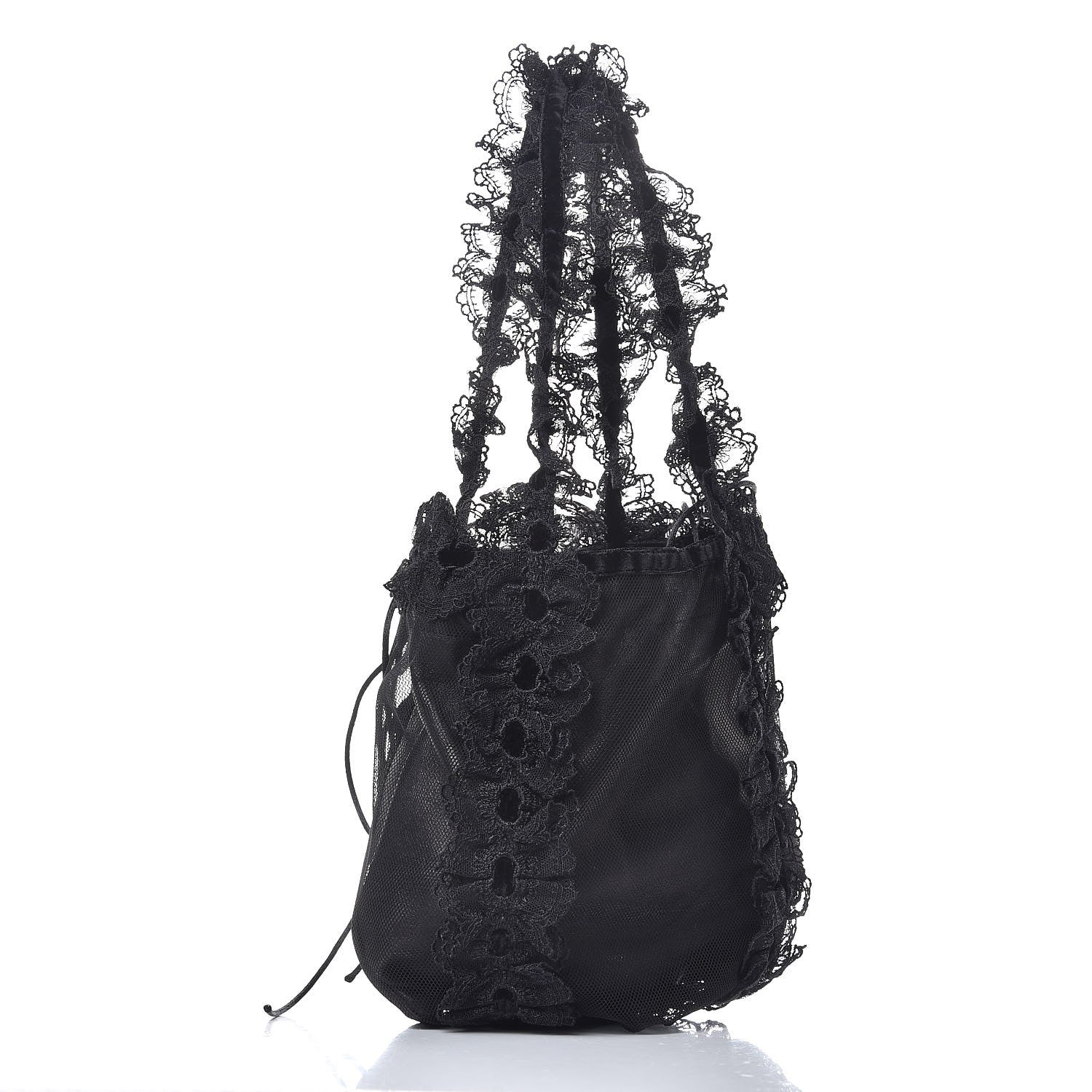 Saint Laurent Mesh Lace Up Corset Tote Black 3 of 7