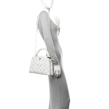 Louis Vuitton Calfskin LV Broderie Capucines BB White 3 of 16