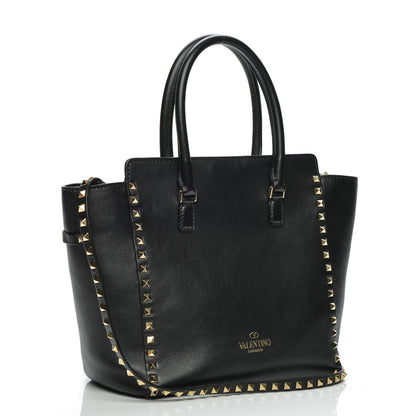 Valentino Garavani Vitello Rockstud Double Handle Tote Black 3 of 7