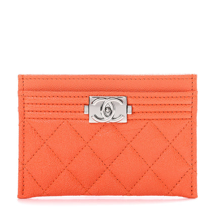 Chanel Caviar Quilted Boy Card Holder Orange 1 of 9