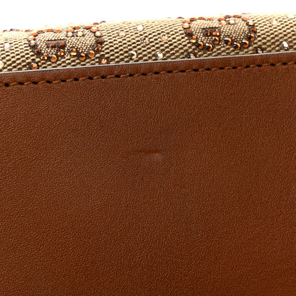 Gucci New Canvas Charisma Calfskin Crystal GG Monogram Mini Diana Tote Bag Camel Ebony 12 of 12