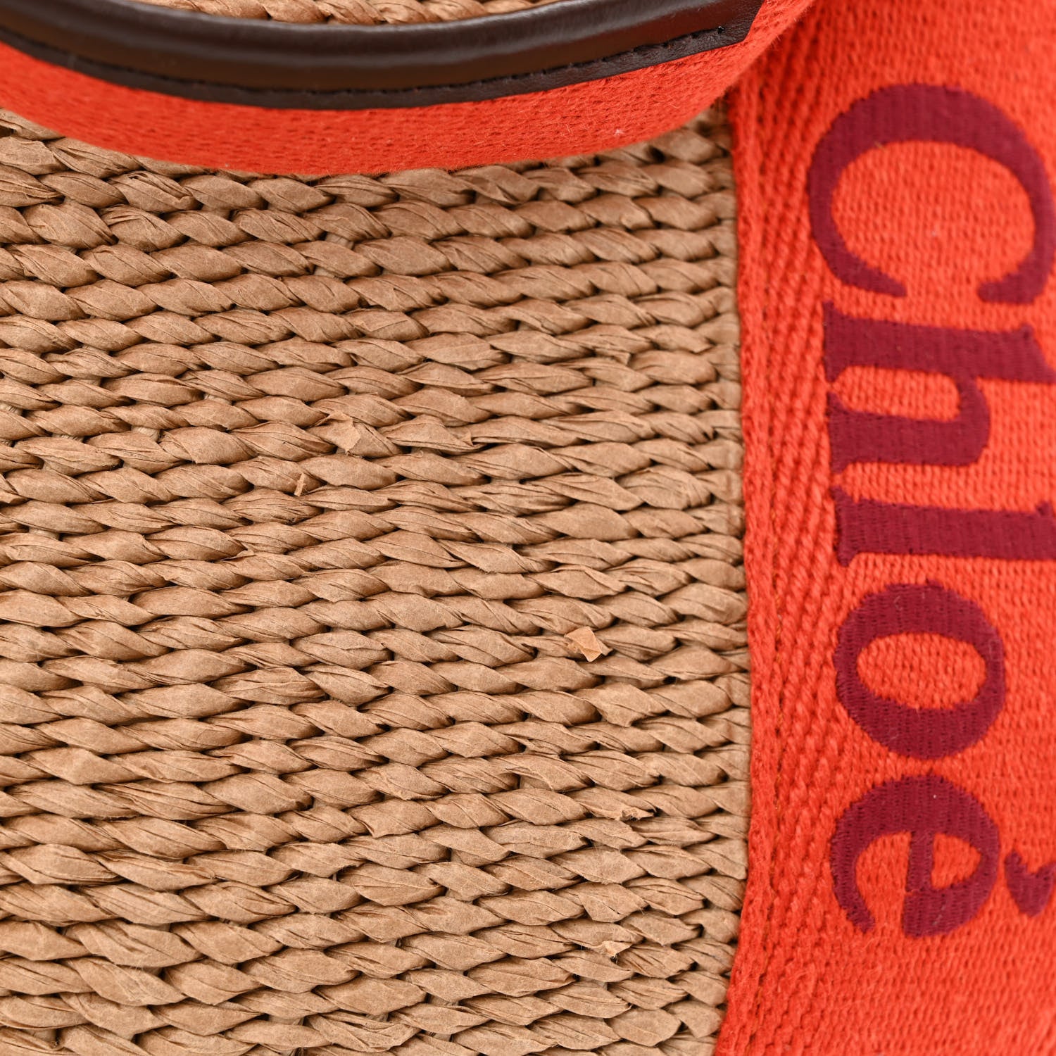 Chloe Raffia Woody Tote Orange 10 of 11