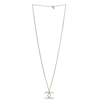 Chanel Crystal CC Pendant Necklace Gold 3 of 6
