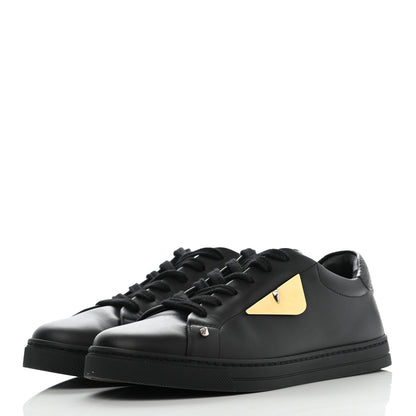 Fendi Calfskin Monster Bag Bug Low Top Sneakers 37.5 Black 3 of 10