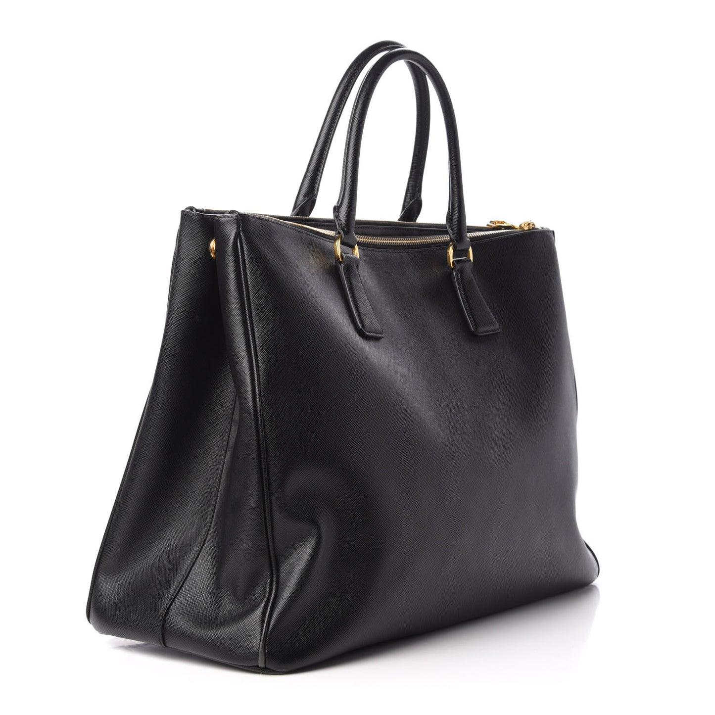Saffiano Lux Extra Large Galleria Double Zip Tote Black