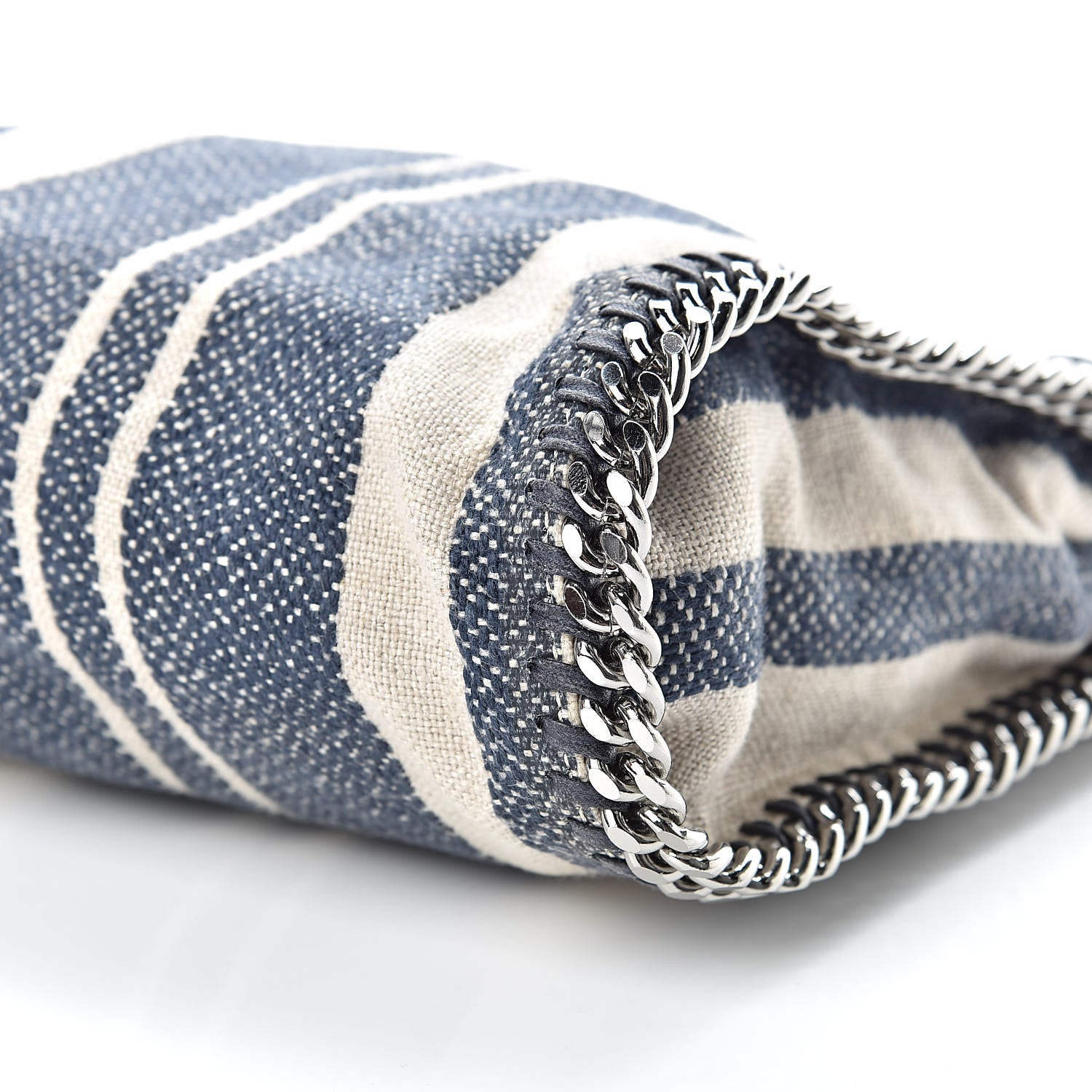 Stella McCartney Canvas Mini Striped Falabella Fold Over Tote Navy 10 of 10