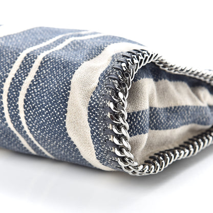 Stella McCartney Canvas Mini Striped Falabella Fold Over Tote Navy 10 of 10