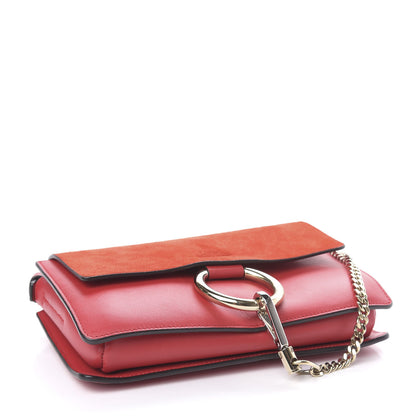 Chloe Suede Calfskin Small Faye Shoulder Bag Sepia Red 4 of 10