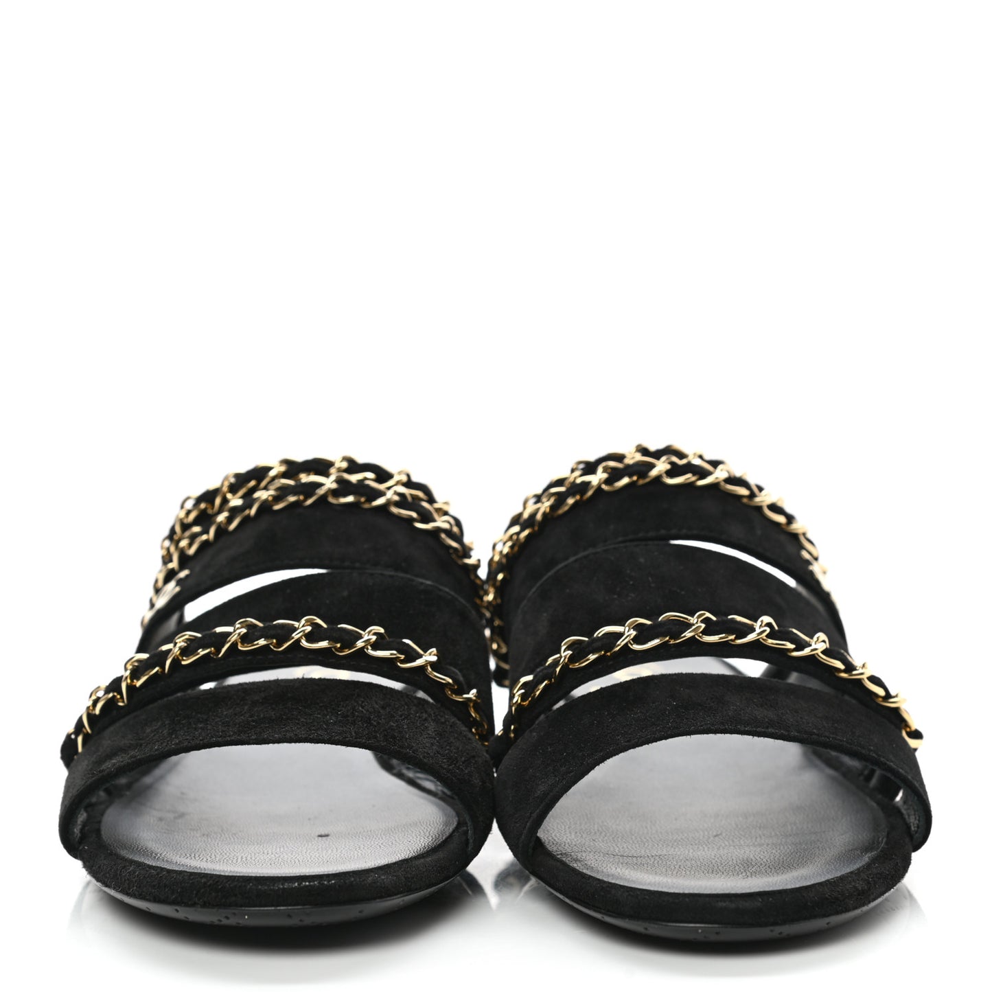 Suede Chain Mule Sandals 36 Black