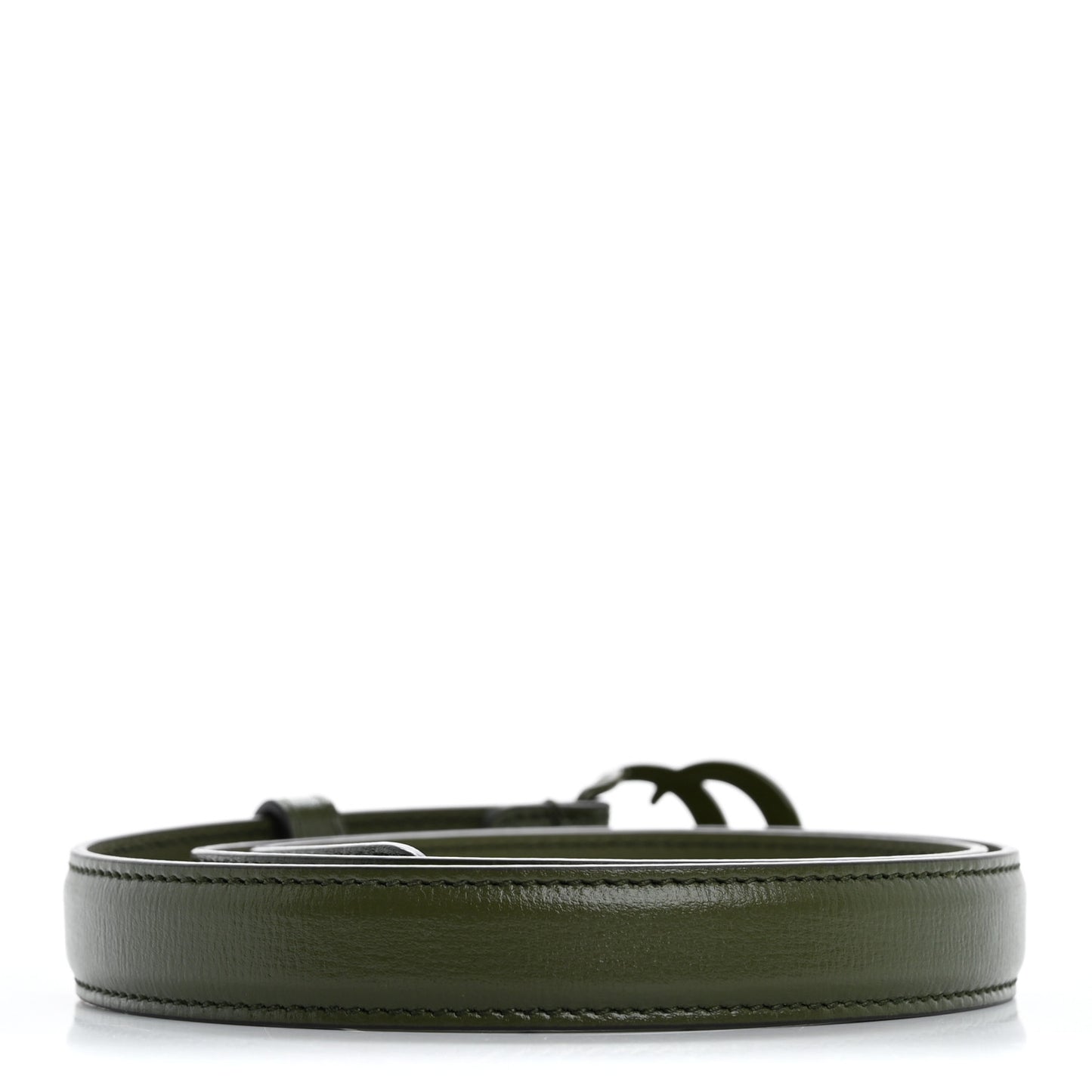 Azalea Calfskin Enamel Monochrome Double G 20mm Belt 75 30 Military Green