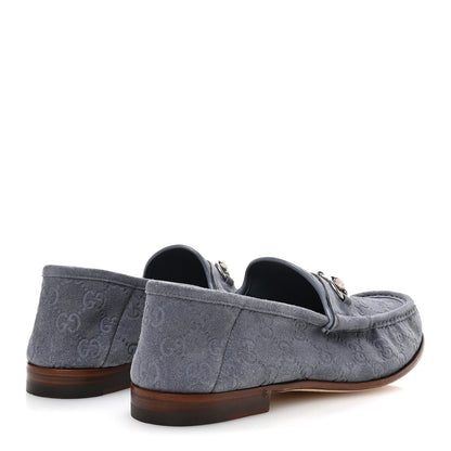 Gucci Luxury Suede Guccissima Mens Horsebit Mocassin Loafers 9.5 Foggy Grey 5 of 9
