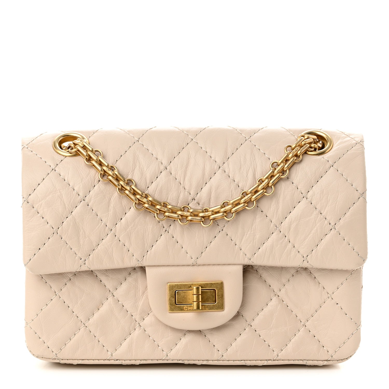 Chanel Aged Calfskin Quilted 2.55 Reissue Mini Flap Light Beige 1 of 12