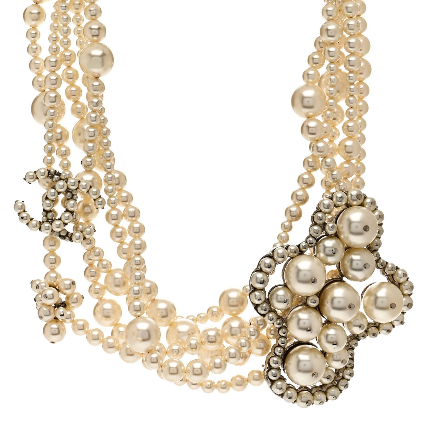 Pearl Multi Strand Choker Necklace Silver