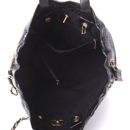 Chanel Calfskin Crocodile Embossed Large Cocodile Shopping Tote Black 6 of 11