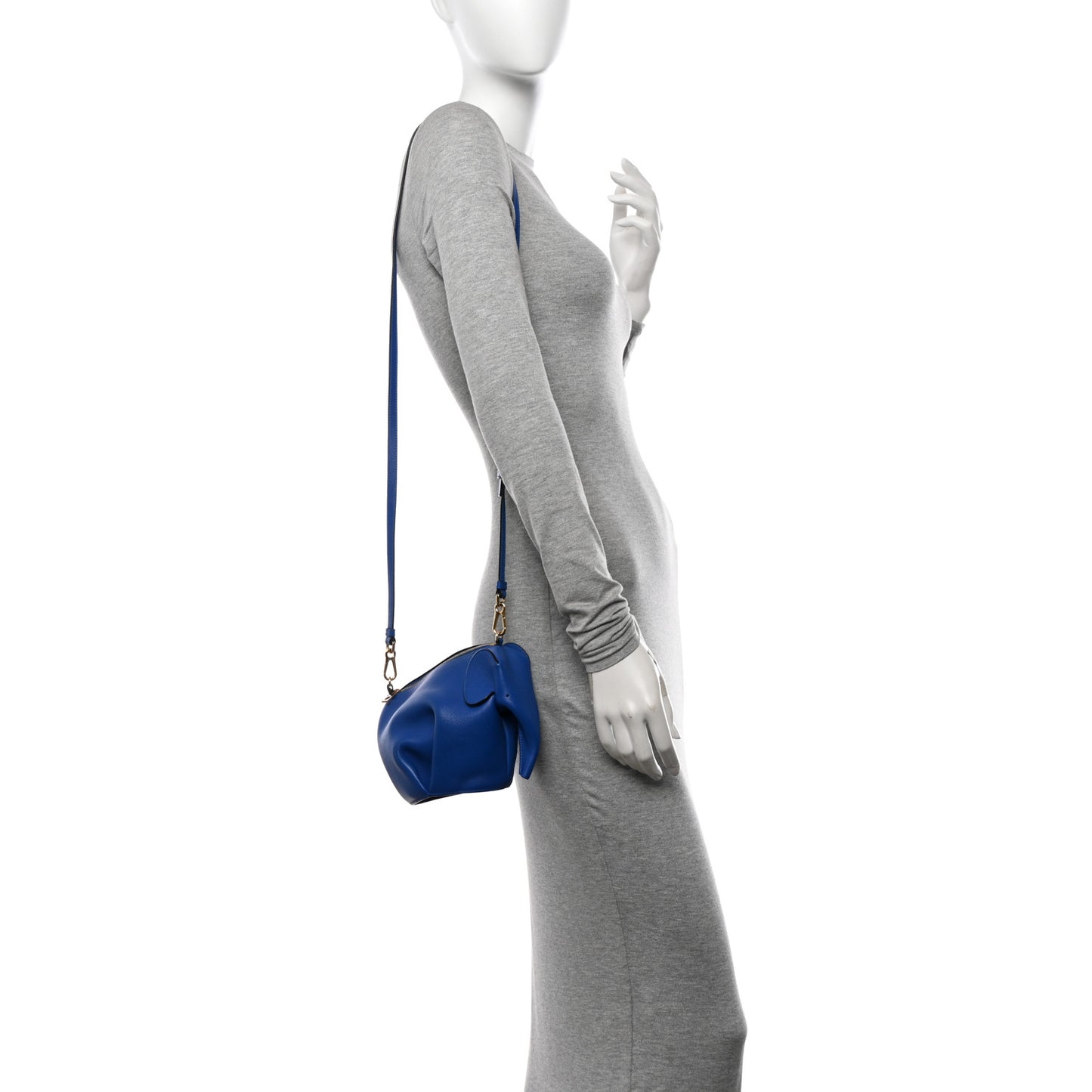 Calfskin Mini Elephant Crossbody Bag Electric Blue