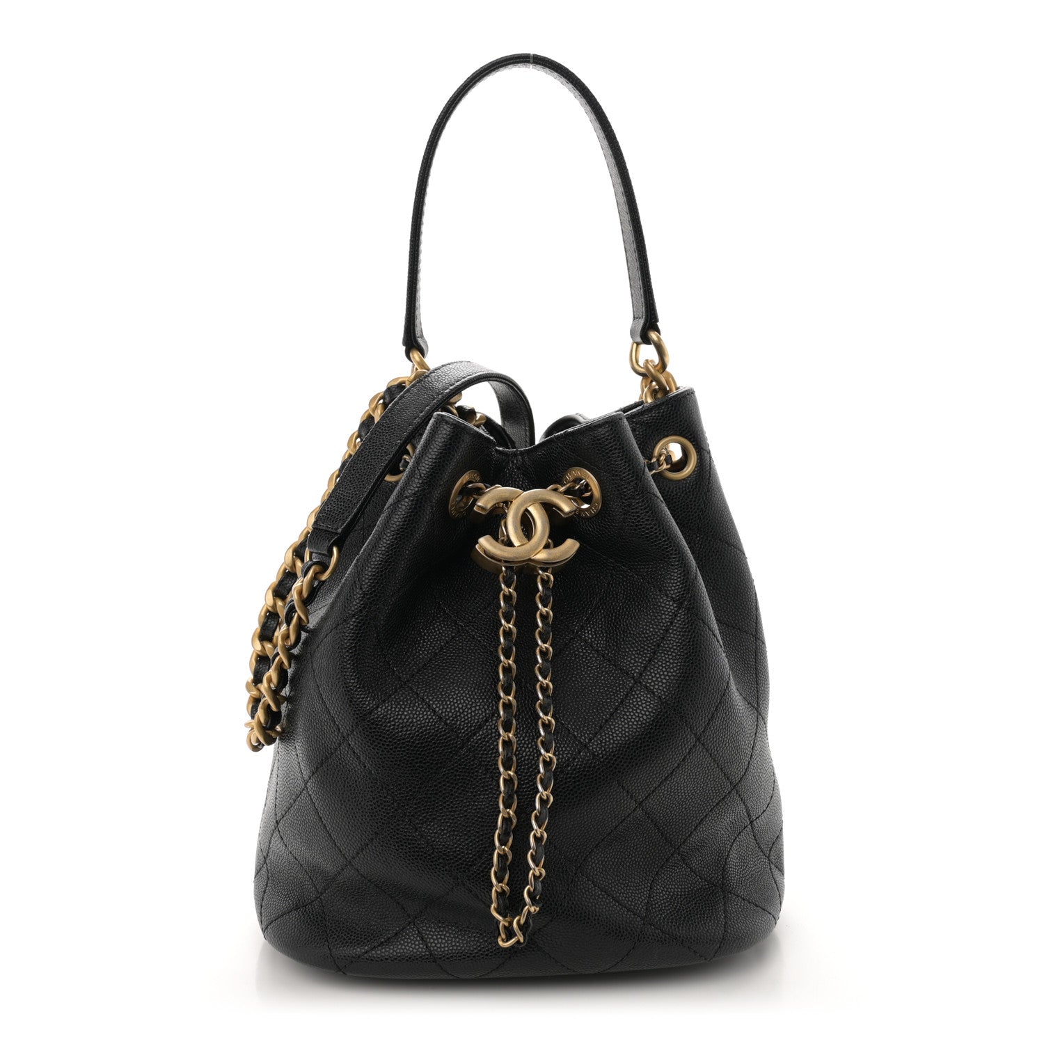 Chanel Caviar Quilted Fashion Therapy Bucket Drawstring Bag Black 1 of 11