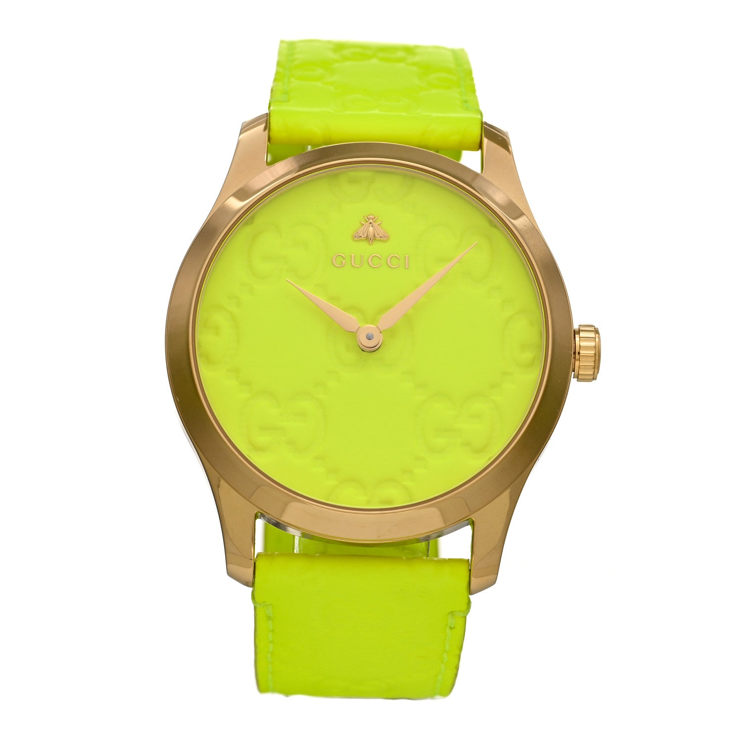 Gucci Stainless Steel Calfskin 38mm G-Timeless Quartz Watch Neon Green 1 of 4