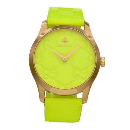 Gucci Stainless Steel Calfskin 38mm G-Timeless Quartz Watch Neon Green 1 of 4