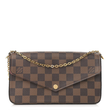 Louis Vuitton Damier Ebene Pochette Felicie Chain Wallet 1 of 10