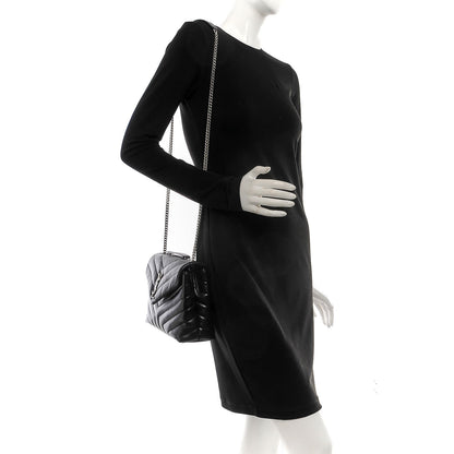 Saint Laurent Calfskin Y Quilted Monogram Small Loulou Chain Satchel Black 3 of 10