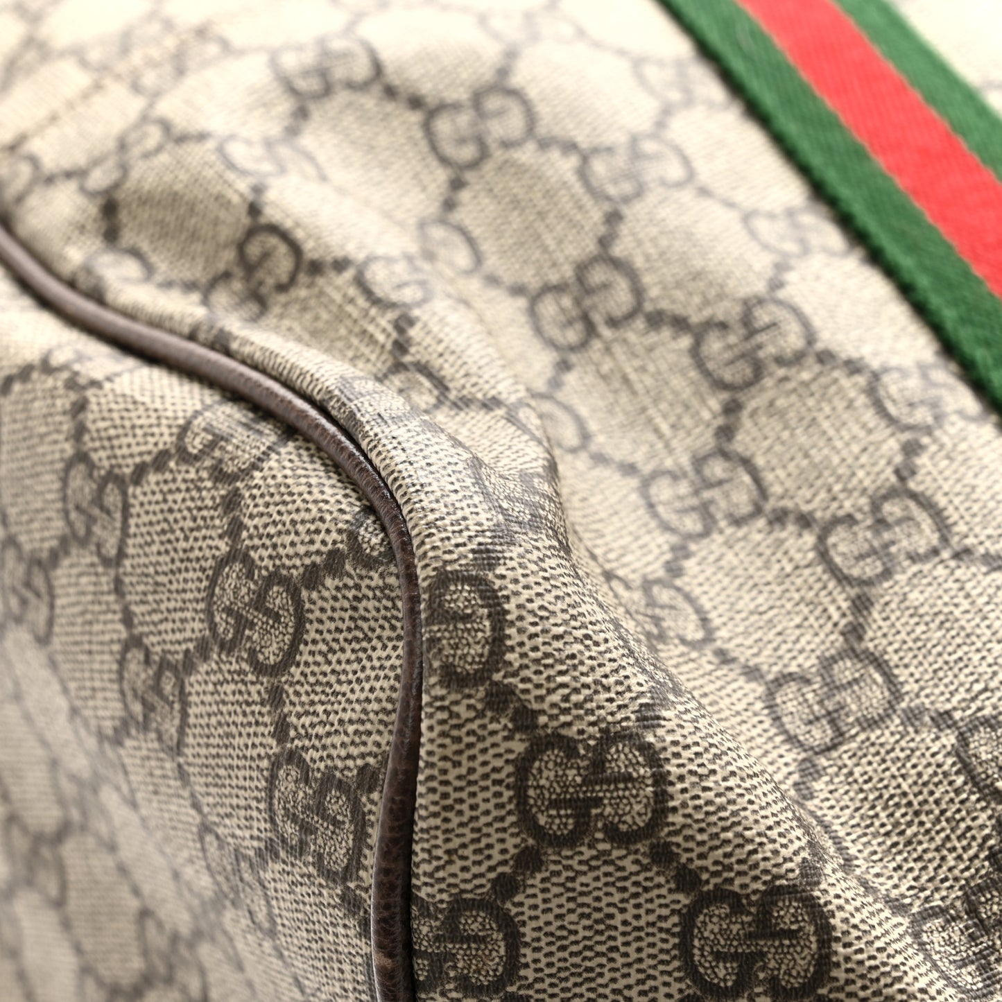 GG Supreme Monogram Web Medium Duffle Bag Brown