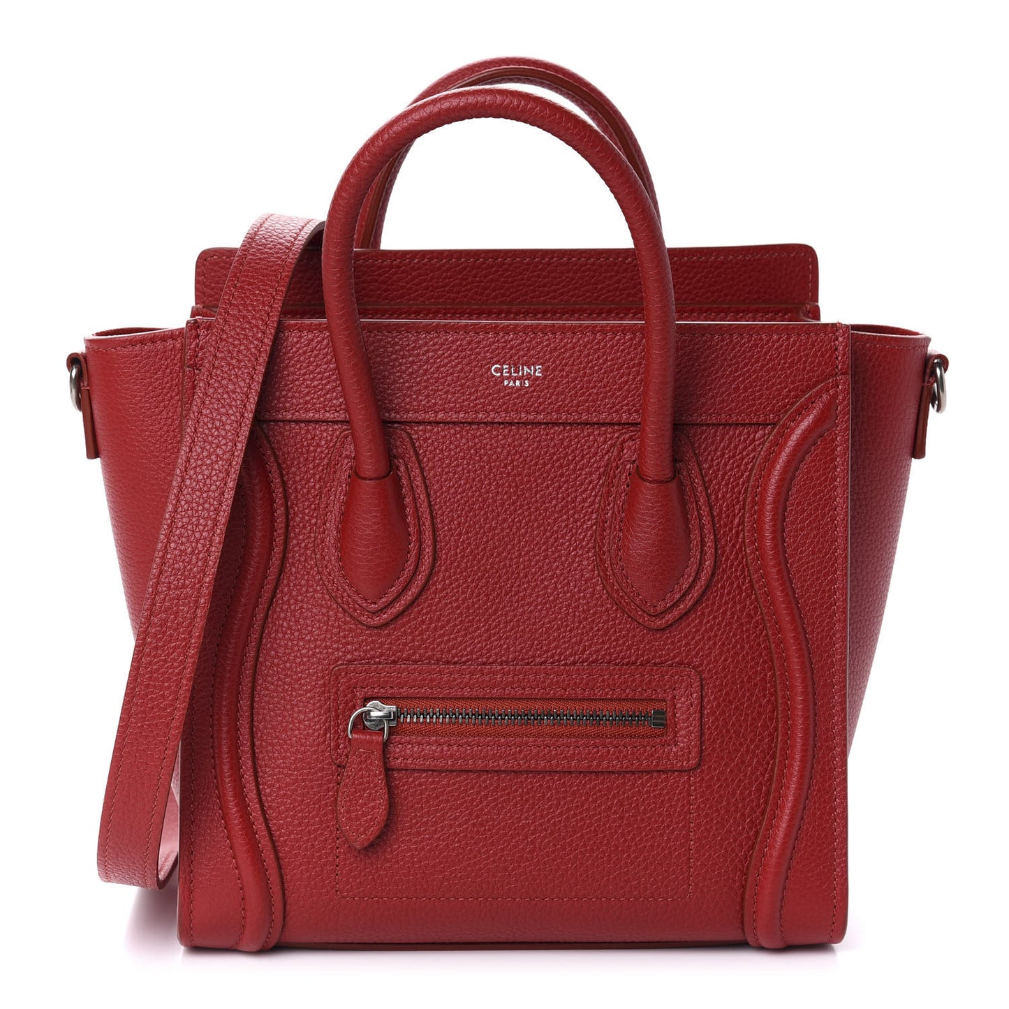 Drummed Calfskin Nano Luggage Red