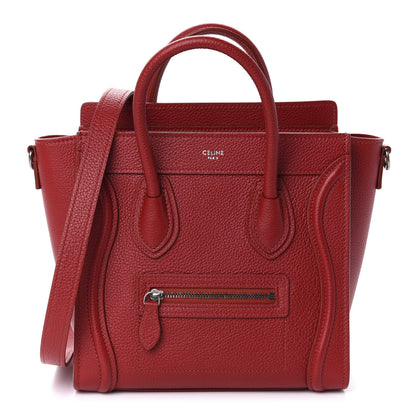 Celine Drummed Calfskin Nano Luggage Red 1 of 11