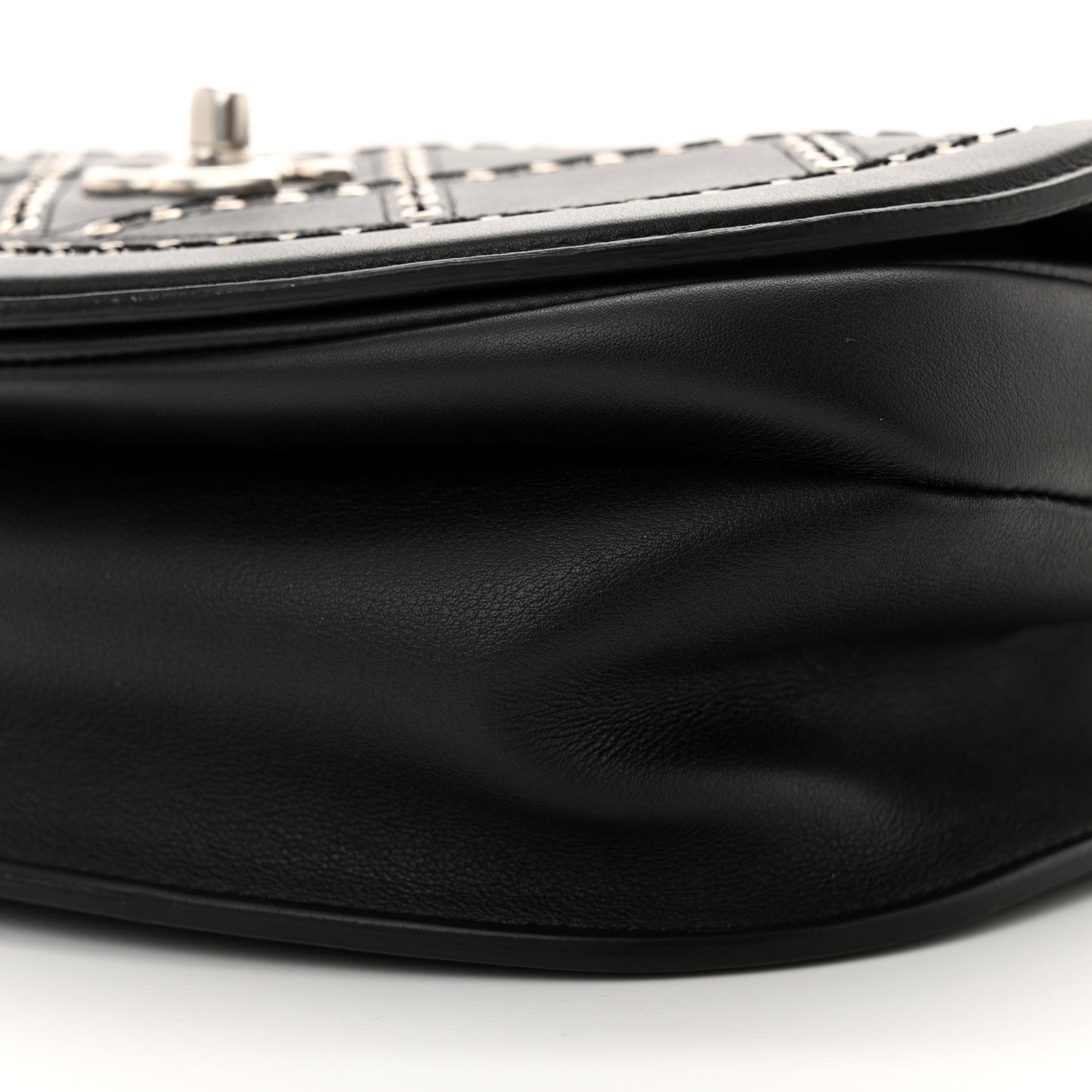 Calfskin Coco Eyelets Small Flap Bag Black