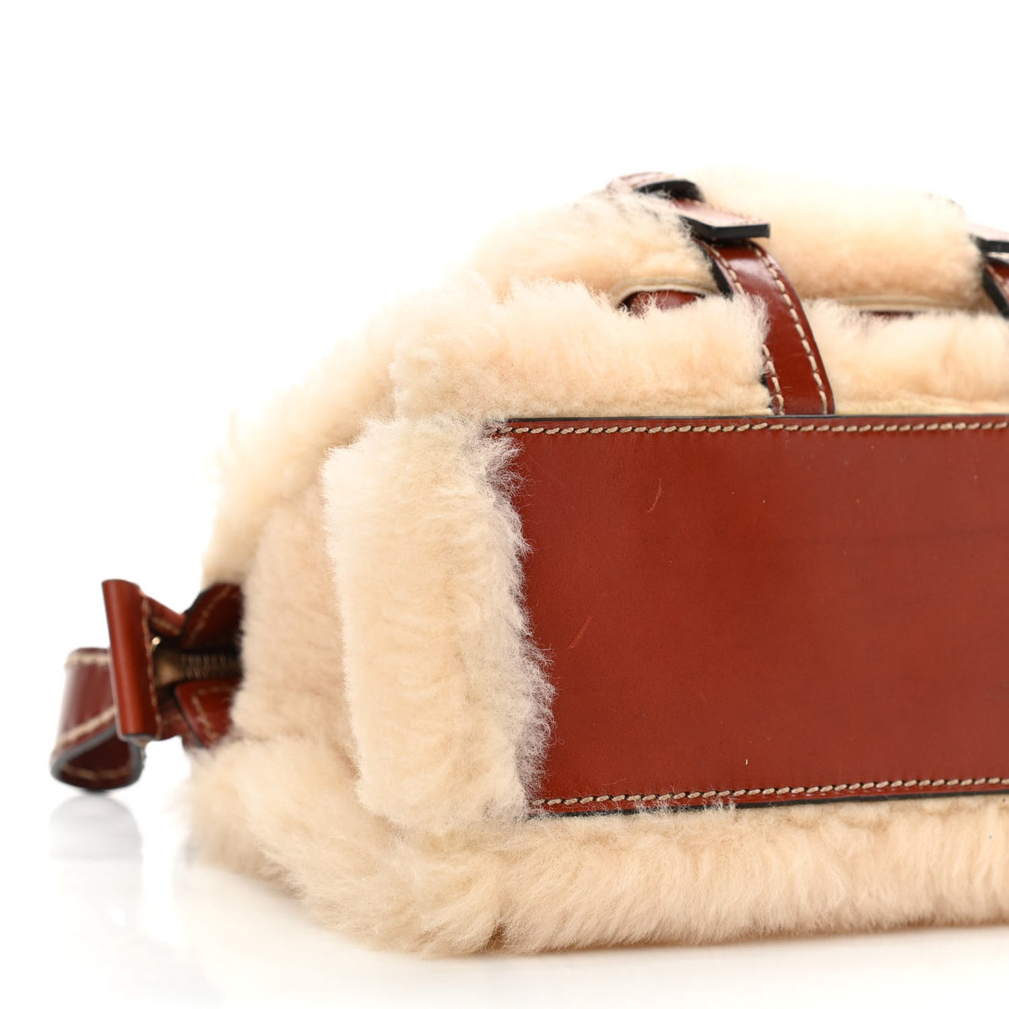 Shearling Vegetable Tanned Calfskin Mini Edith Sepia Brown